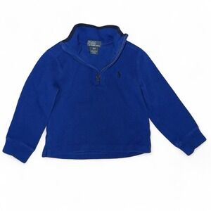 Polo Ralph Lauren Boys 3T Royal Blue Quarter Zip Pullover Cotton Sweater Preppy
